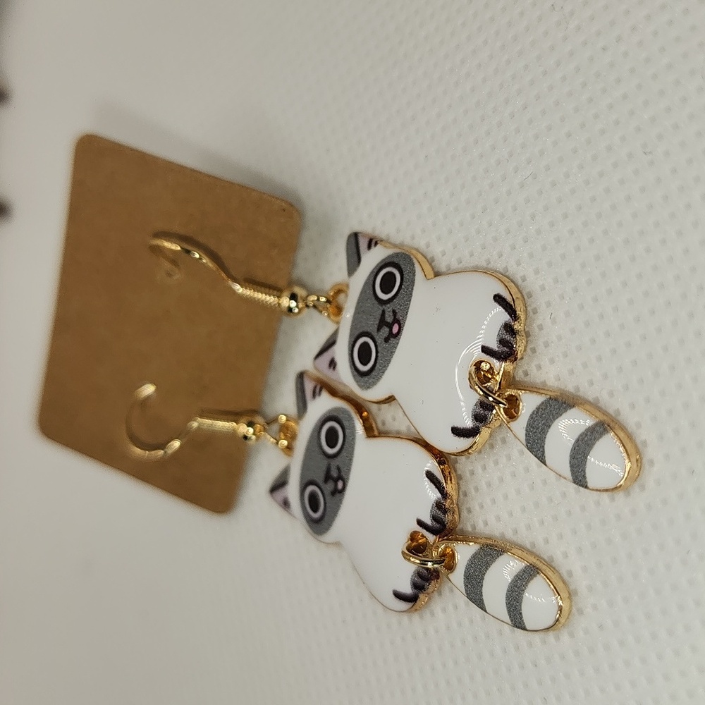 Cute Cat Earrings with Gold Accents - Picture 2 of 7